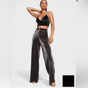 Victoria's Secret Shimmering Black Wide-Leg Pants